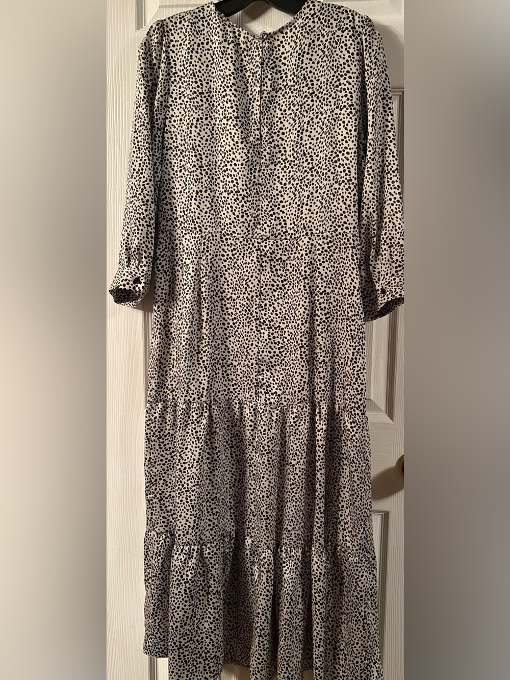 Primark Beige and Black Leopard Print Tiered Long Sleeve Midi Dress - Picture 7 of 11